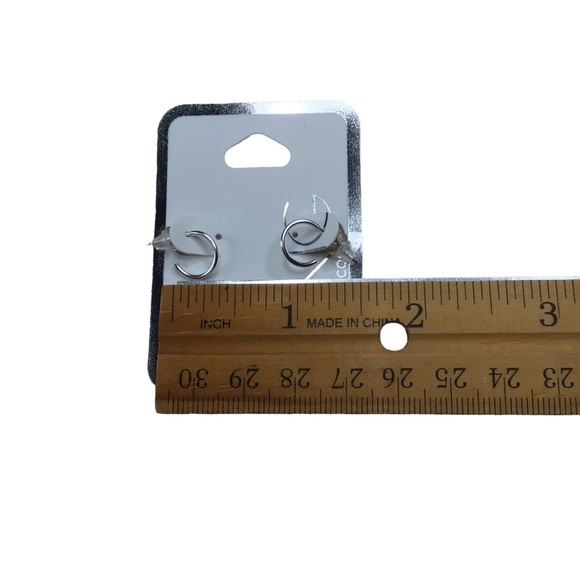 Sterling Silver Hoop Stud Earrings - Picture 2 of 2